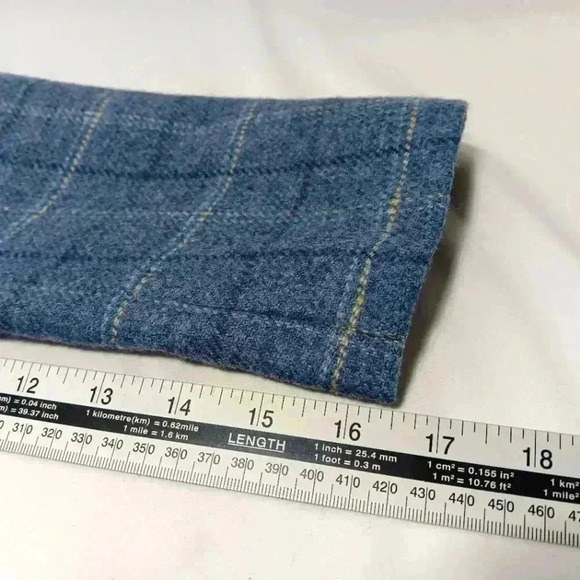 Lands End 💯 Wool ladies Blue plaid Blazer. Size 16 - Picture 4 of 9